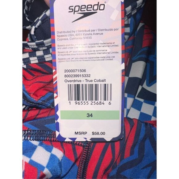 SPEEDO 34 M Large Womens One Piece Swimming USA Collection Logo red white blue - Picture 4 of 5